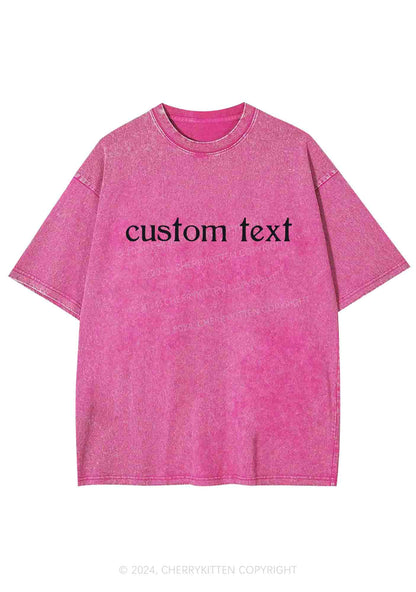 Custom Text Y2K Washed Tee Cherrykitten