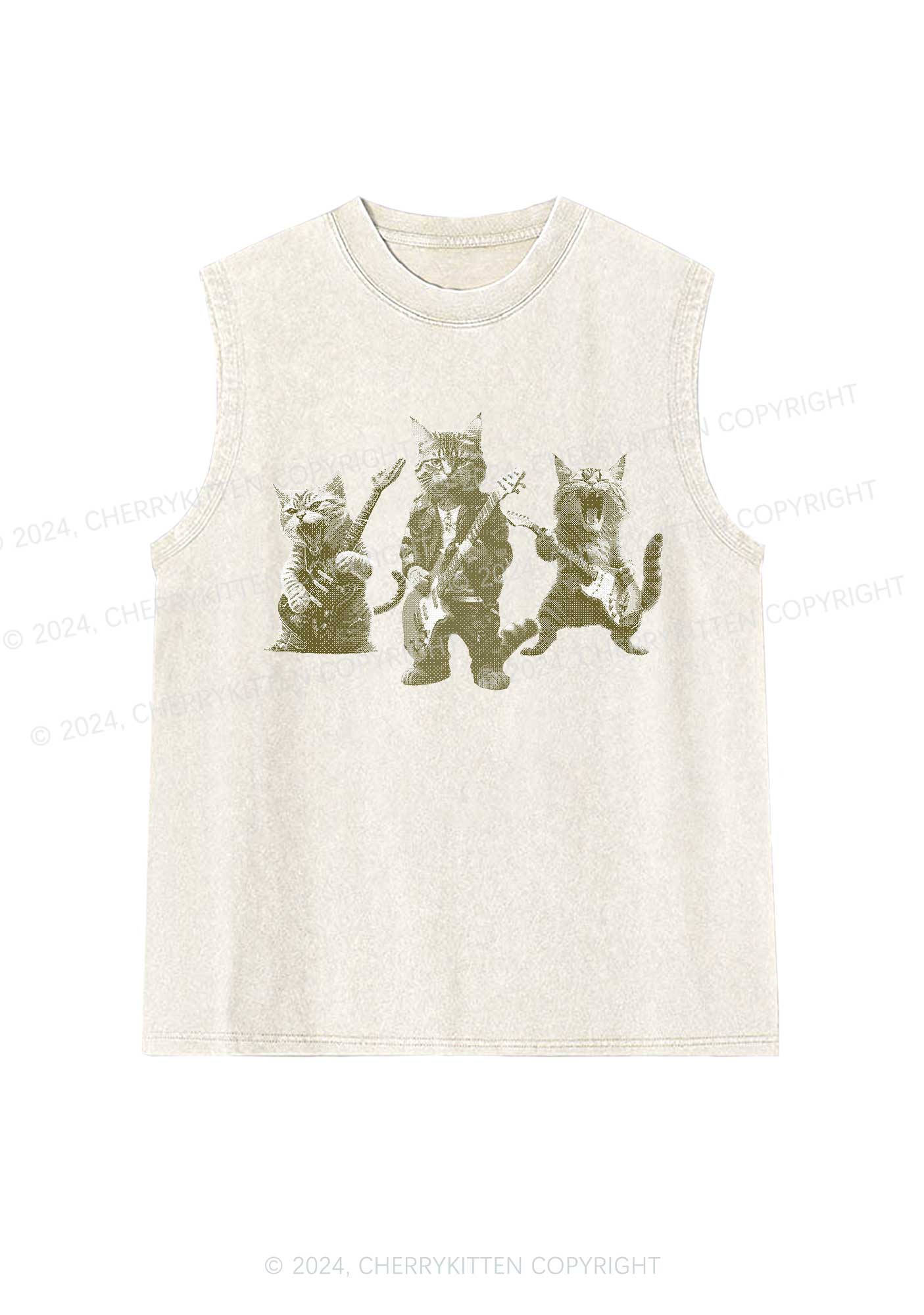 Guitar Cats Y2K Washed Tank Cherrykitten