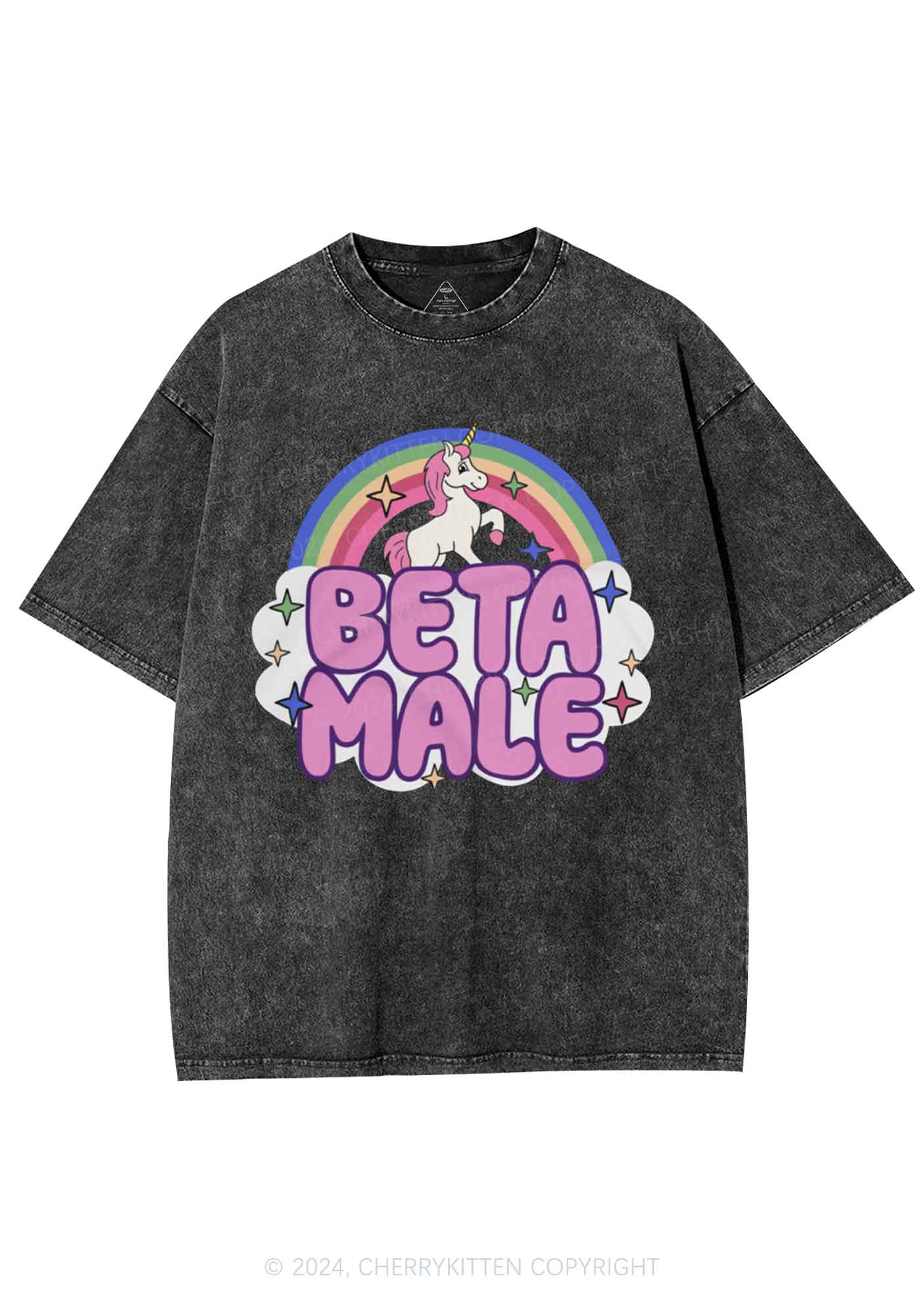 Beta Male Unicorn Y2K Washed Tee Cherrykitten