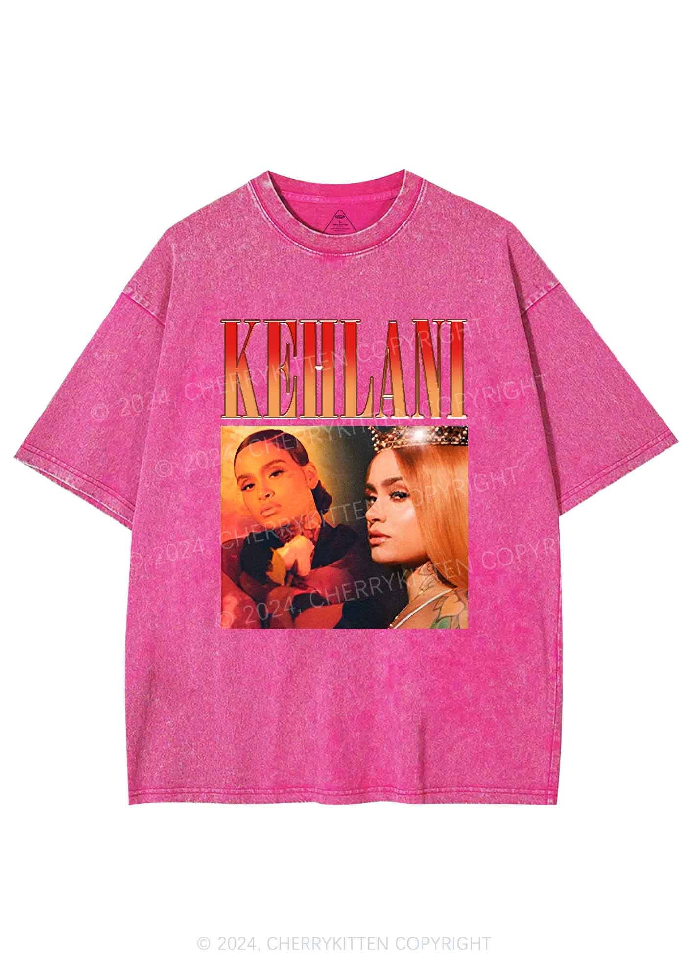 Custom Photo Text Y2K Washed Tee Cherrykitten