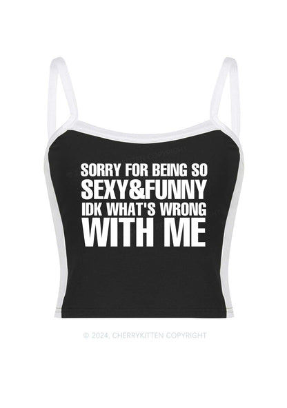 Sorry For Being So Funny Y2K Color Block Crop Cami Top Cherrykitten