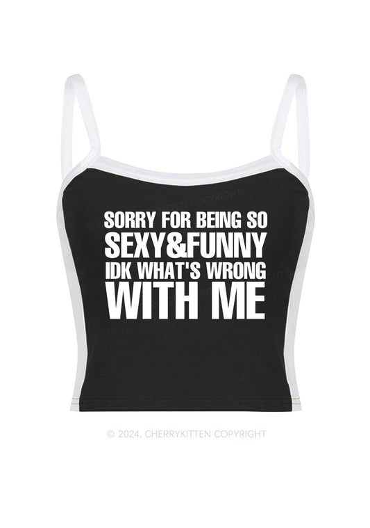 Sorry For Being So Funny Y2K Color Block Crop Cami Top Cherrykitten