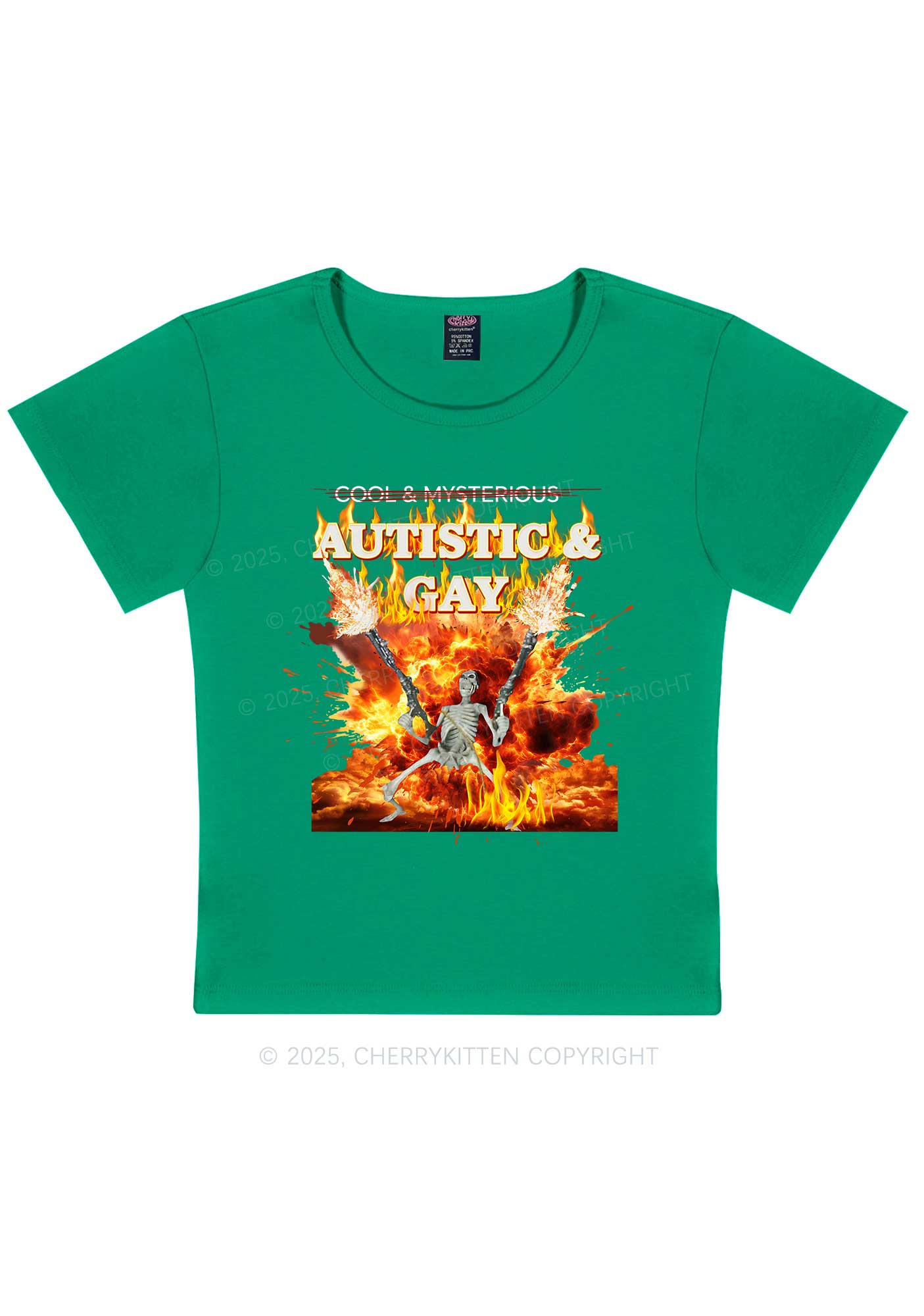 Autistic Gay Skeleton Y2K Baby Tee Cherrykitten