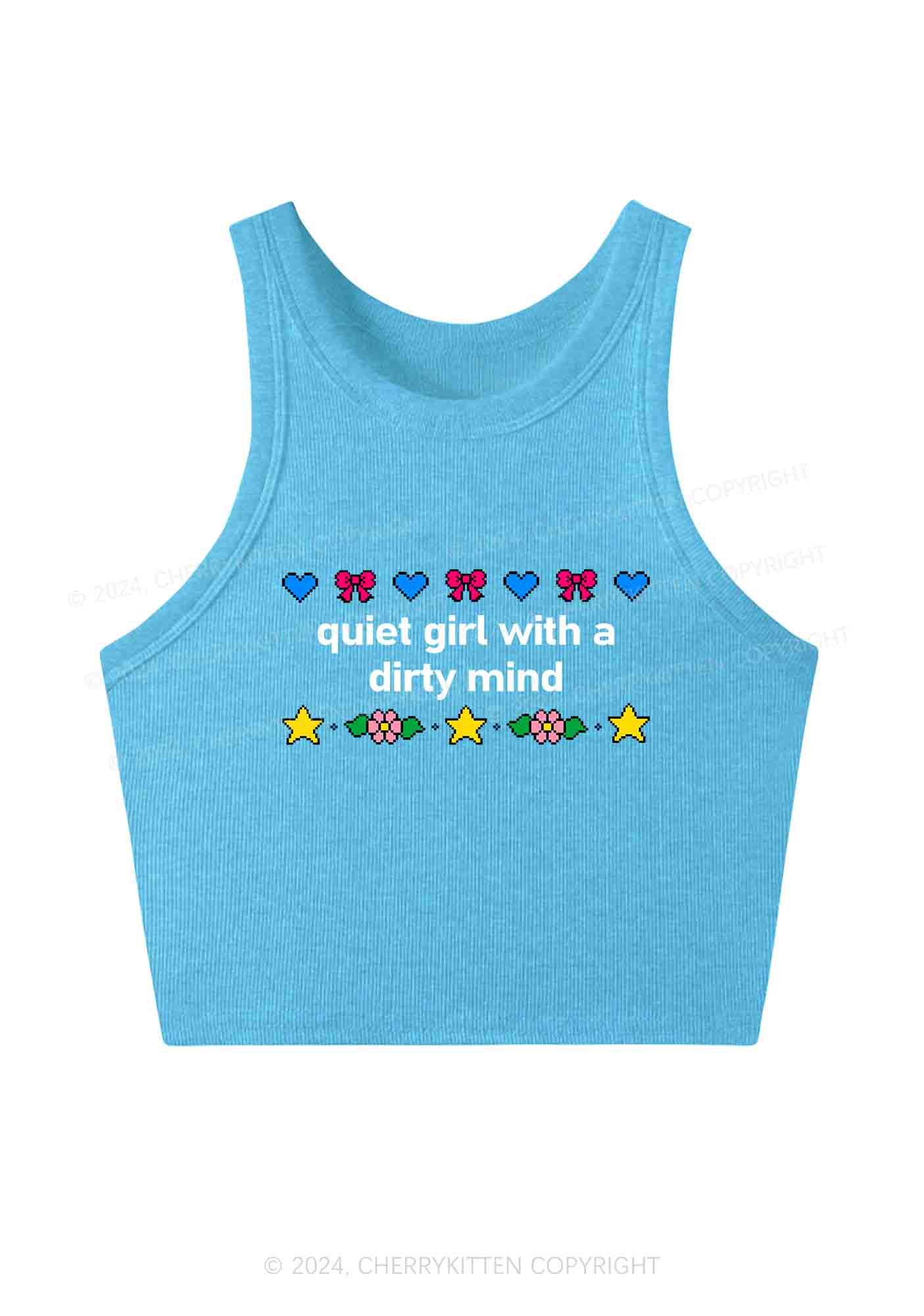 Quiet Girl Dirty Mind Y2K Crop Tank Top Cherrykitten