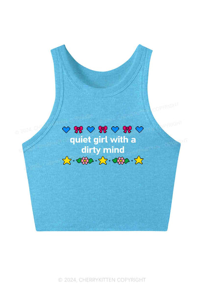 Quiet Girl Dirty Mind Y2K Crop Tank Top Cherrykitten