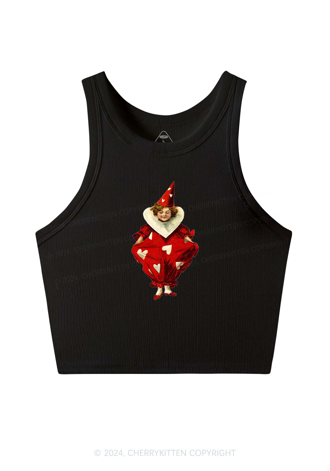 Heart Jester Y2K Valentine's Day Crop Tank Top Cherrykitten