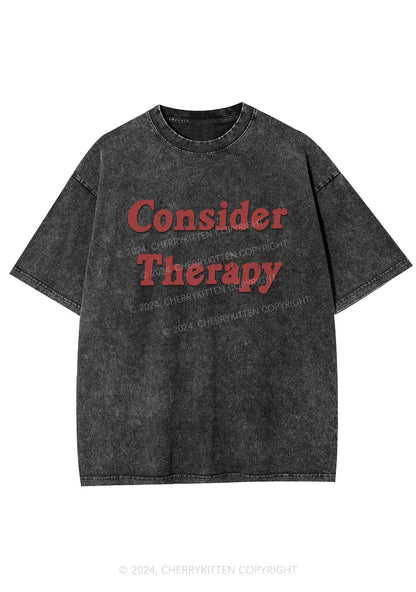 Consider Therapy Y2K Washed Tee Cherrykitten