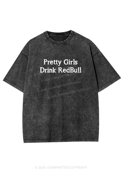 Pretty Girls Drink Redbull Y2K Washed Tee Cherrykitten