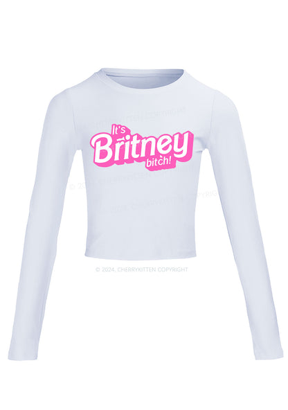 It's Britney Bixch Y2K Long Sleeve Crop Top Cherrykitten