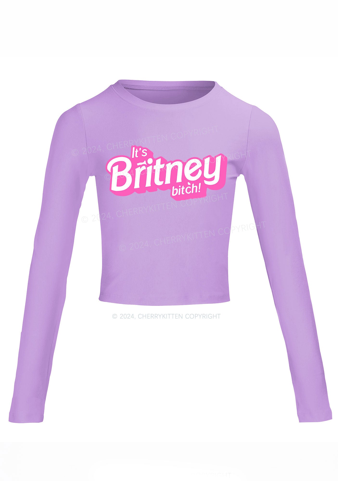 It's Britney Bixch Y2K Long Sleeve Crop Top Cherrykitten