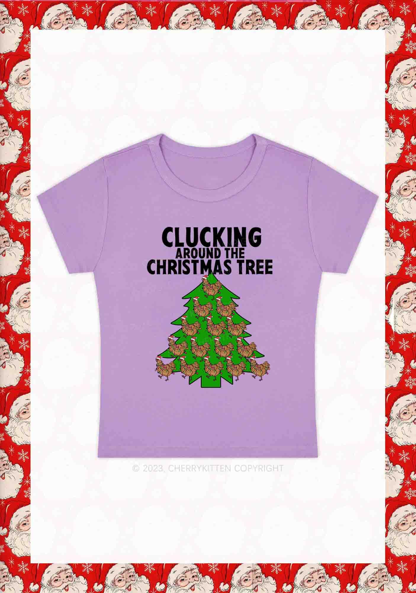 Clucking Around The Christmas Tree Y2K Baby Tee Cherrykitten