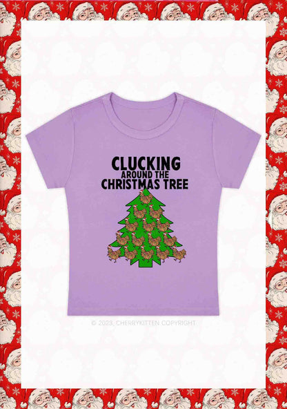 Clucking Around The Christmas Tree Y2K Baby Tee Cherrykitten