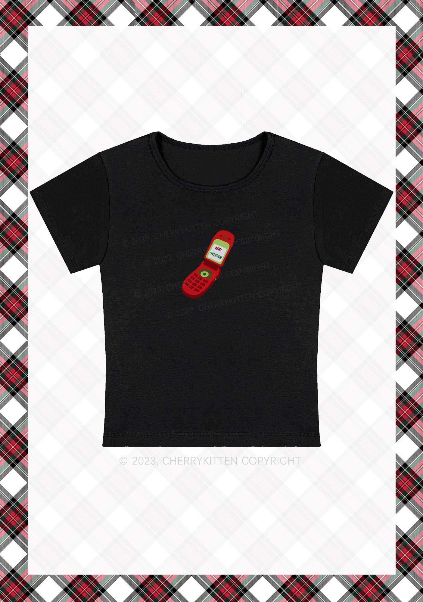 Merry Christmas Cell Phone Baby Tee Cherrykitten