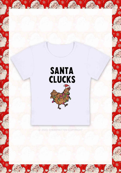 Santa Hat Clucks Christmas Y2K Baby Tee Cherrykitten