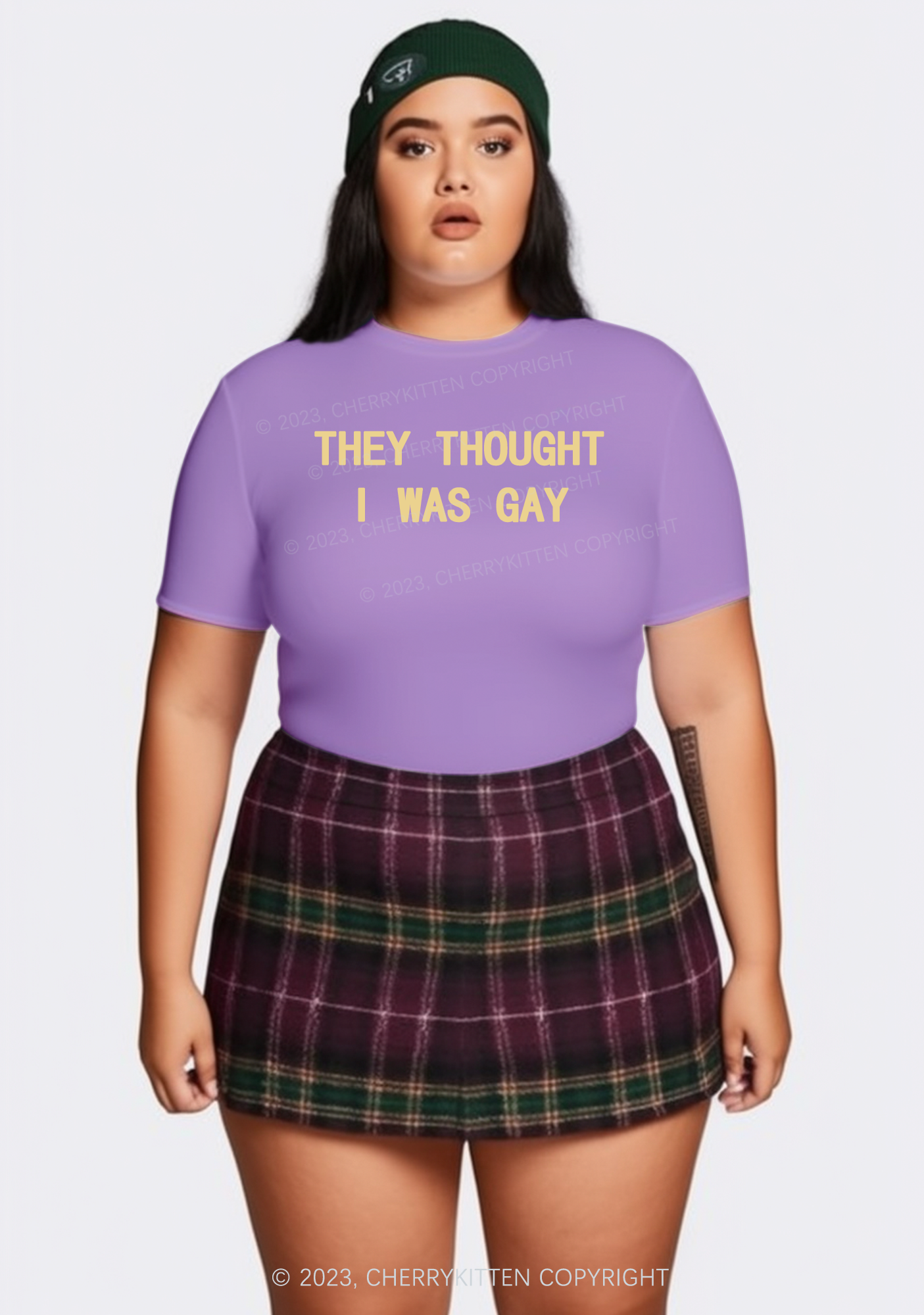 Curvy I Was Gay Two Sides Y2K Baby Tee Cherrykitten