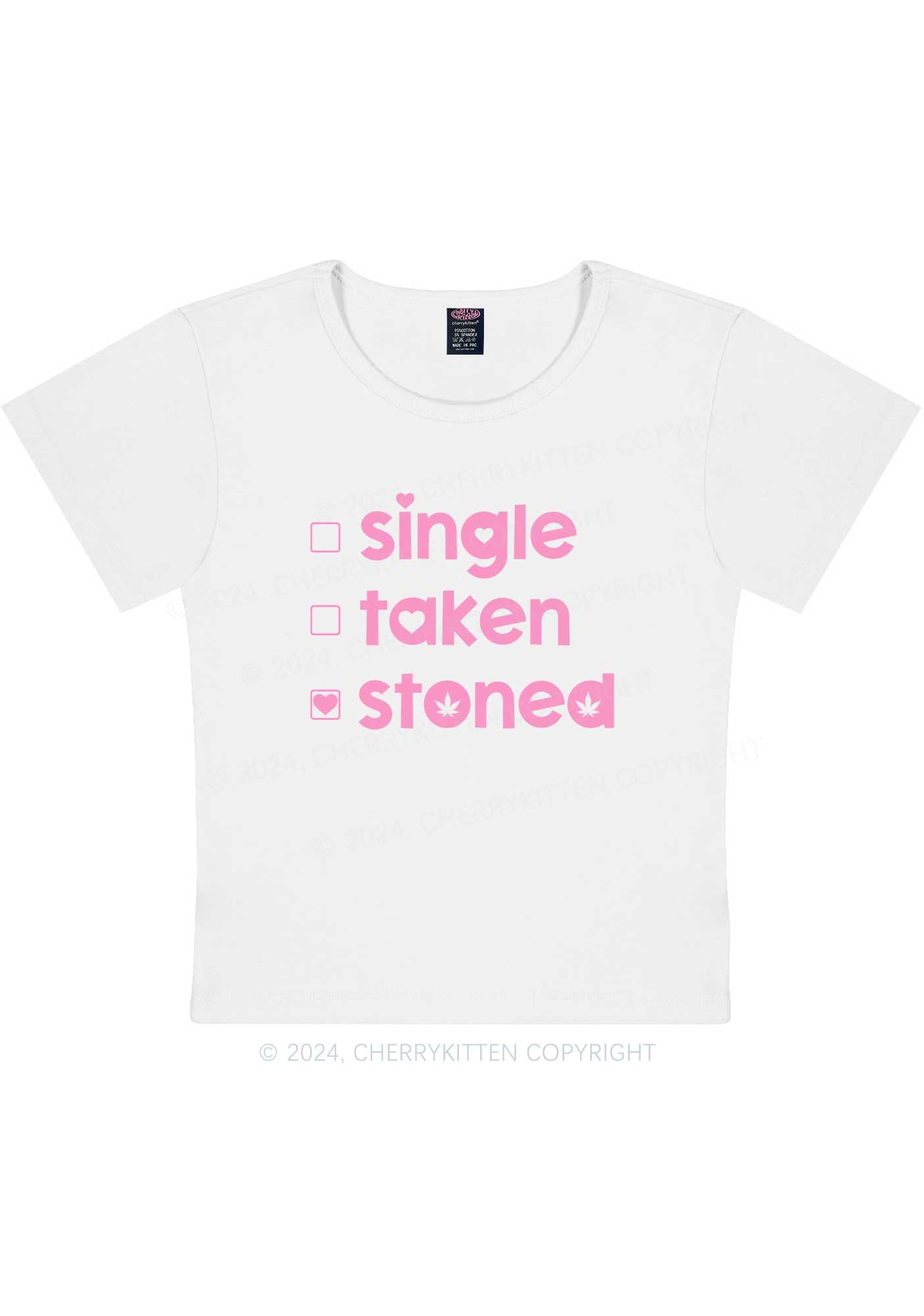 Single Taken Stoned Y2K Valentine's Day Baby Tee Cherrykitten