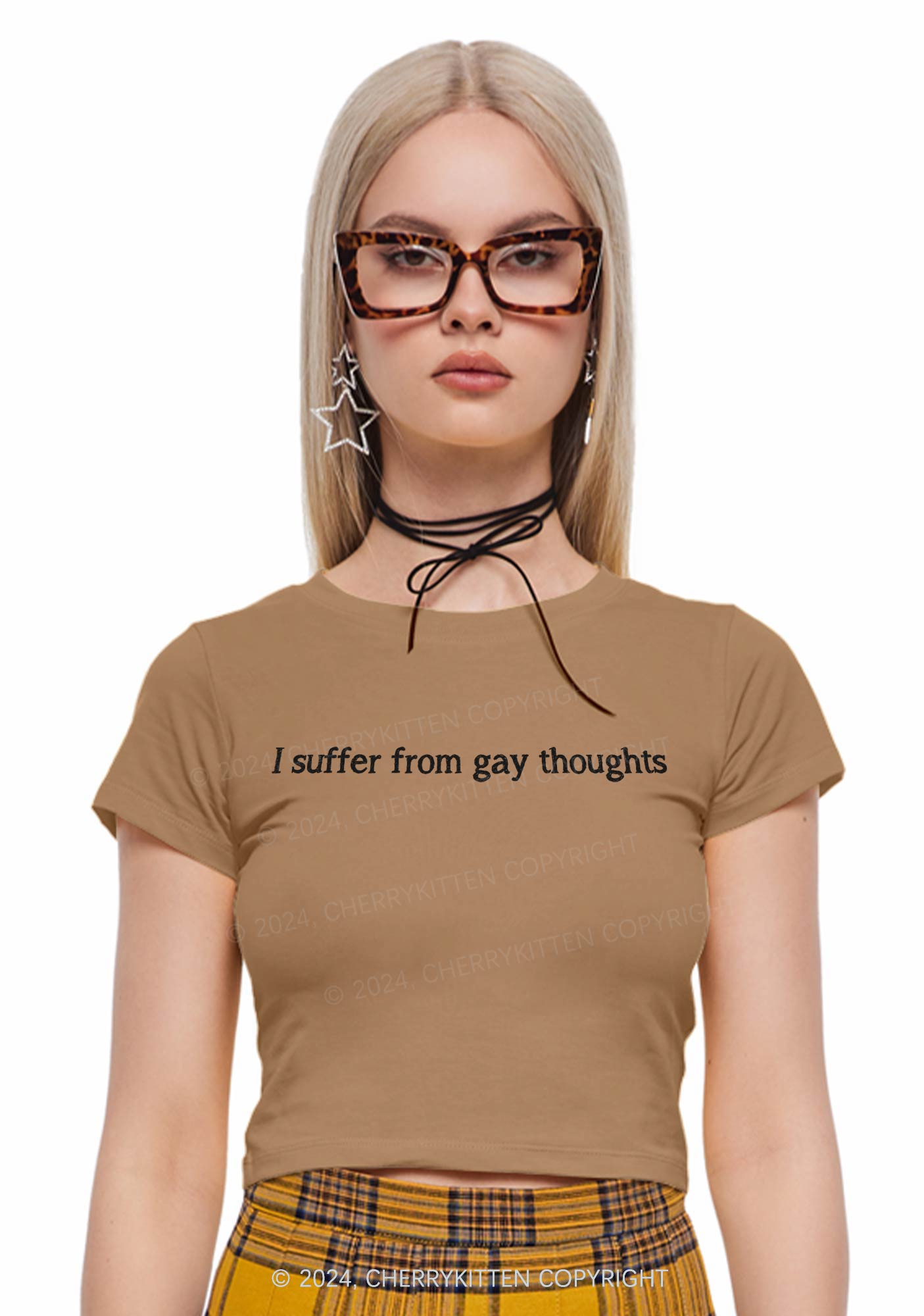 Suffer From Gay Thoughts Y2K Baby Tee Cherrykitten