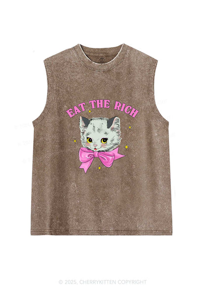 Eat Rich Cat Y2K Washed Tank Cherrykitten