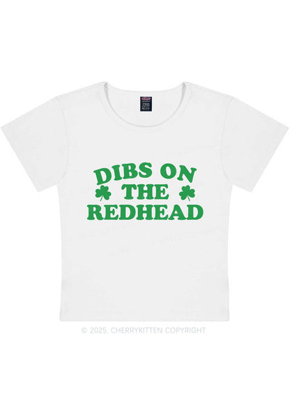 Dibs On The Redhead St Patricks Y2K Baby Tee Cherrykitten