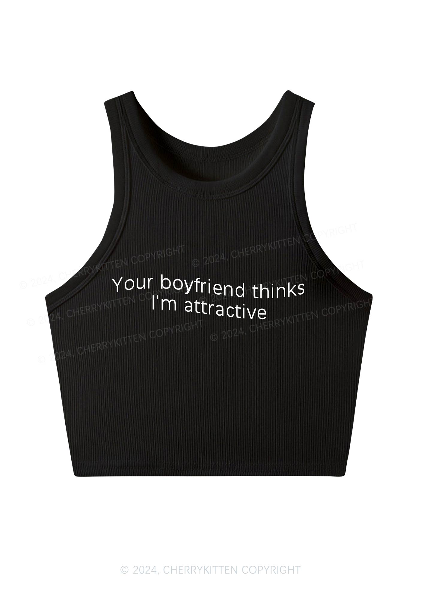 Your BF Thinks I'm Attractive Y2K Crop Tank Top Cherrykitten