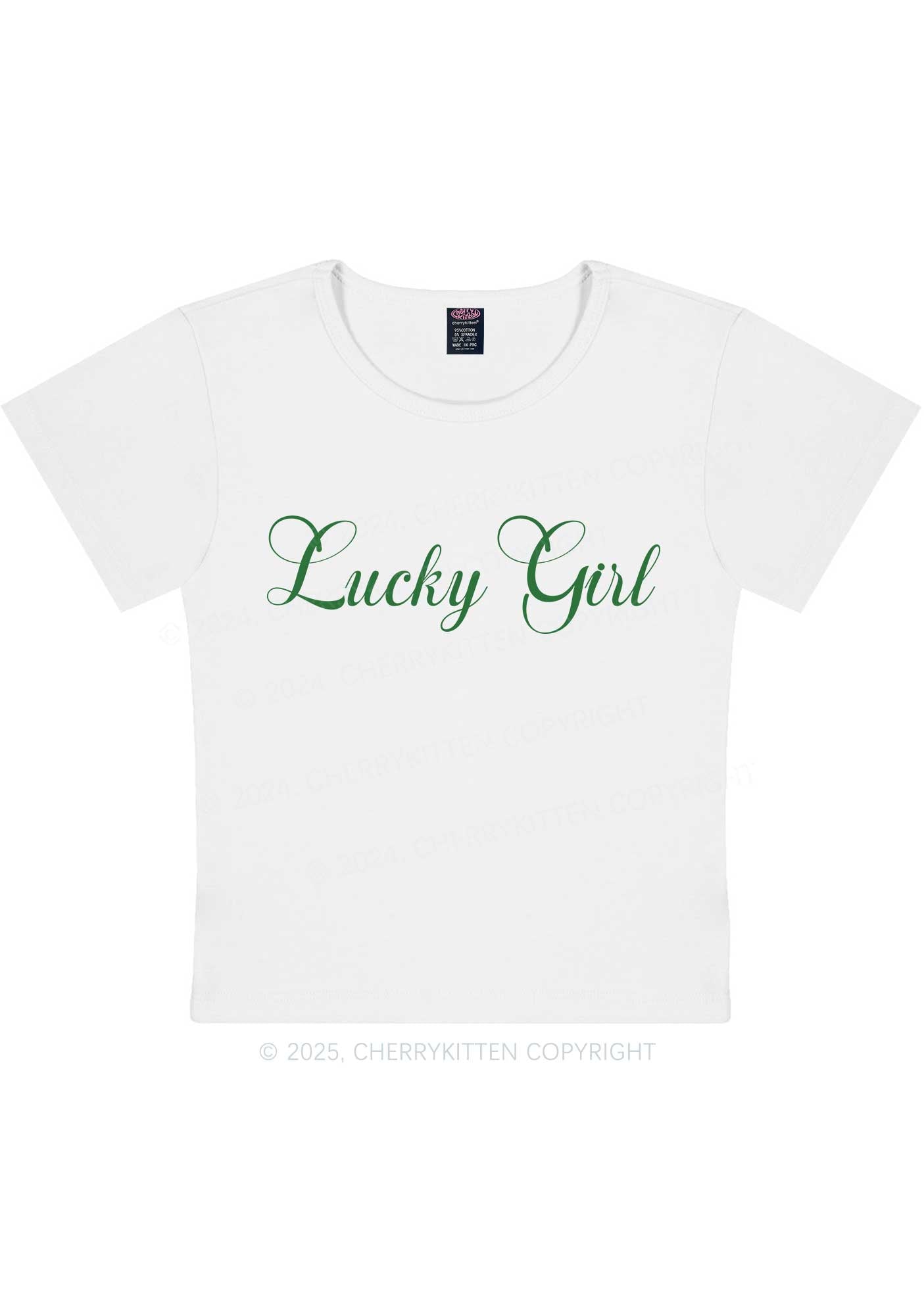 Lucky Girl St Patricks Y2K Baby Tee Cherrykitten