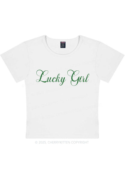 Lucky Girl St Patricks Y2K Baby Tee Cherrykitten