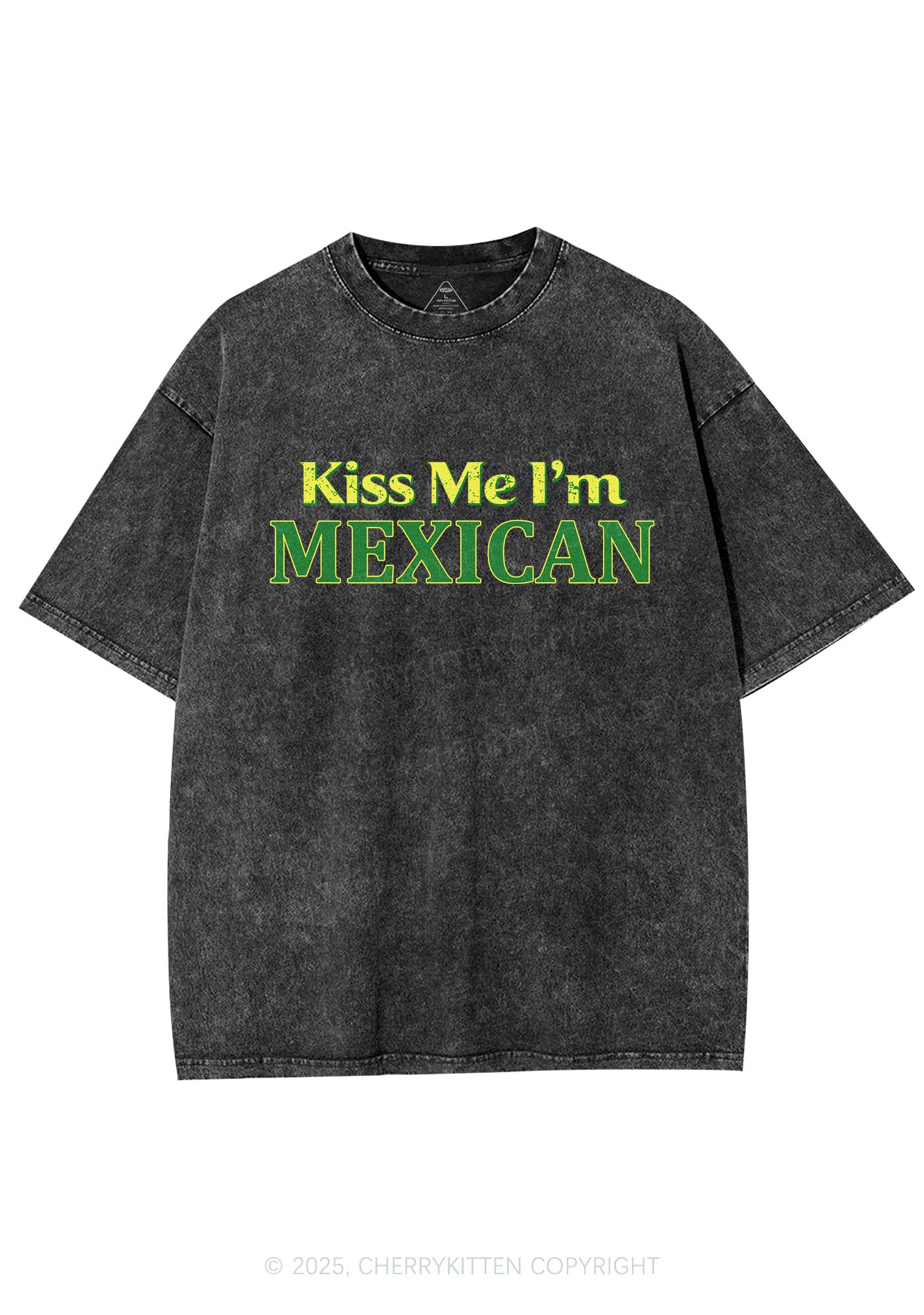 Kiss Me Im Mexican St Patricks Y2K Washed Tee Cherrykitten