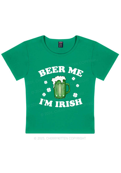 Beer Me Im Irish St Patricks Y2K Baby Tee Cherrykitten