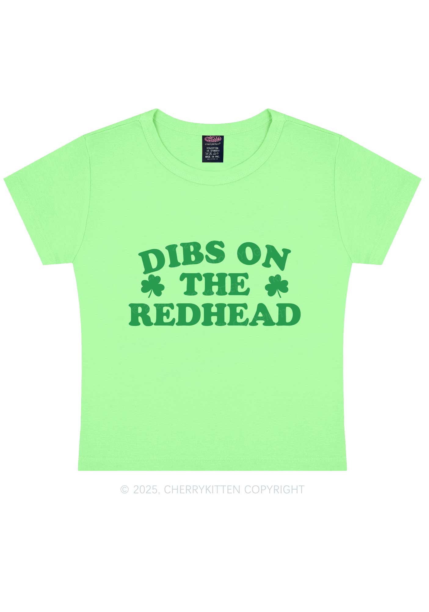 Dibs On The Redhead St Patricks Y2K Baby Tee Cherrykitten