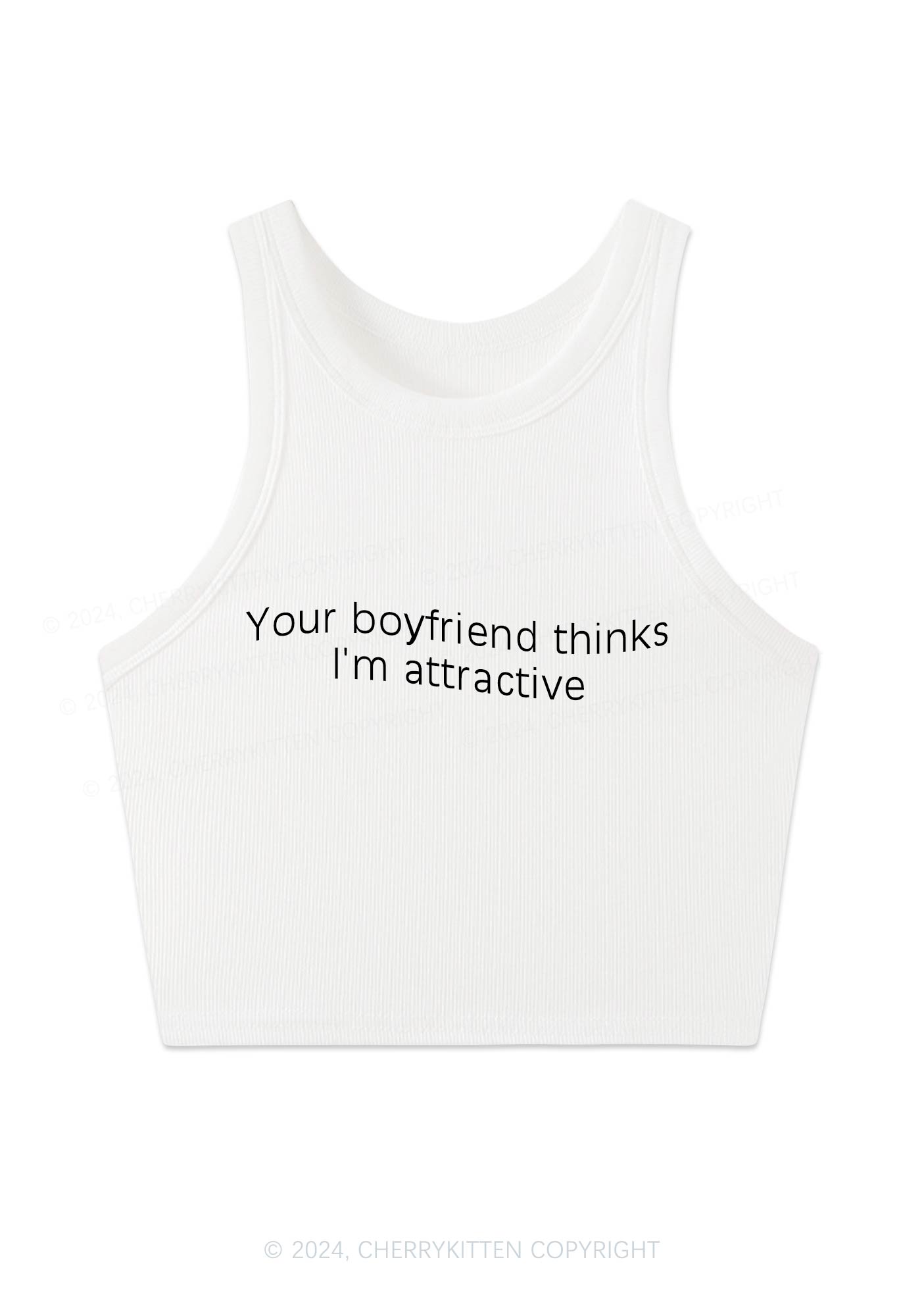 Your BF Thinks I'm Attractive Y2K Crop Tank Top Cherrykitten