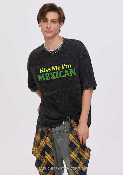 Kiss Me Im Mexican St Patricks Y2K Washed Tee Cherrykitten