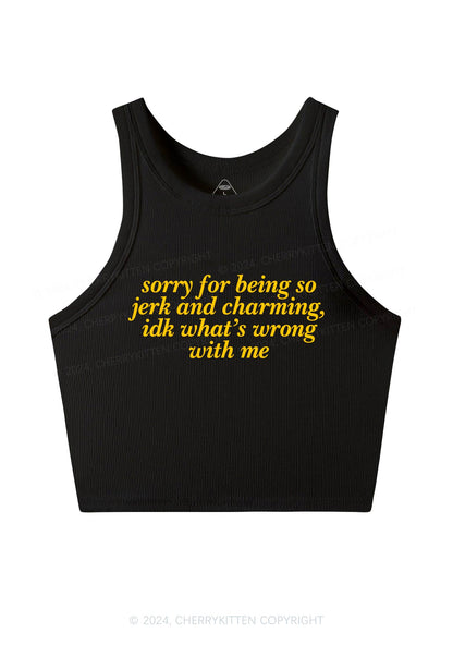 Sorry For Being So Jerk Y2K Crop Tank Top Cherrykitten