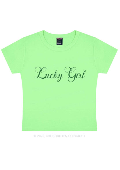 Lucky Girl St Patricks Y2K Baby Tee Cherrykitten