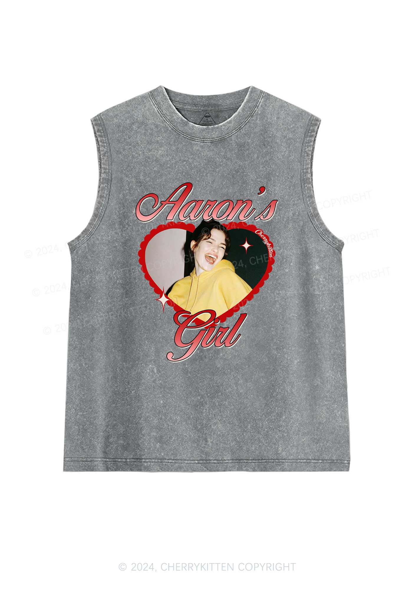 Custom Aarons Girl Y2K Valentine's Day Washed Tank Cherrykitten