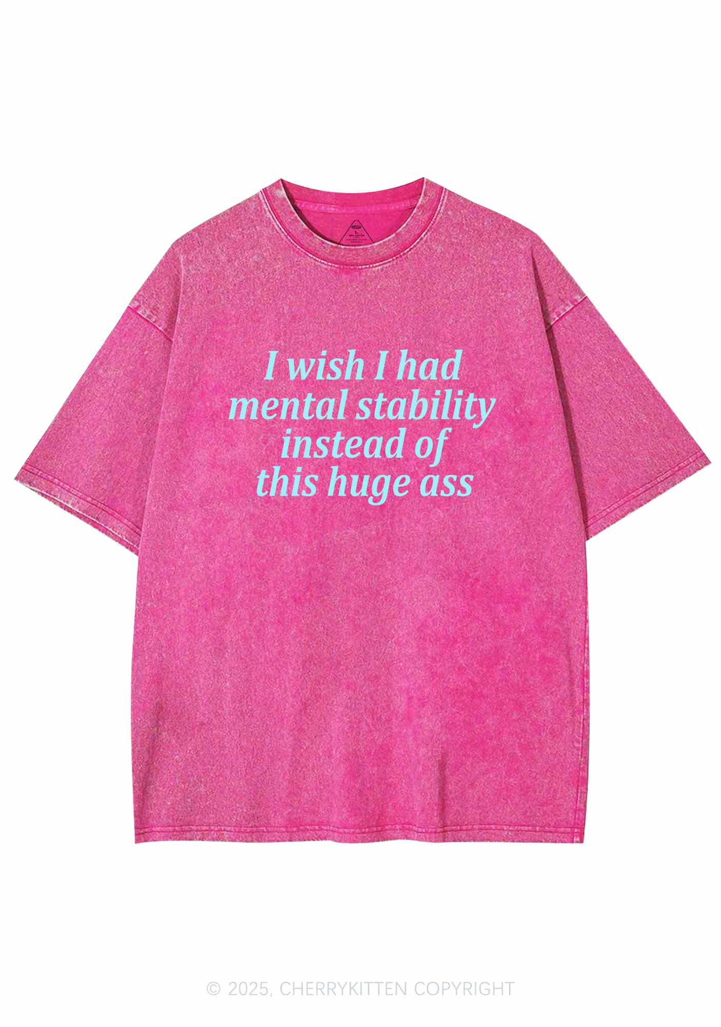 I Wish Mental Stability Y2K Washed Tee Cherrykitten