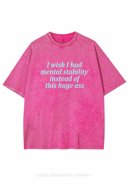 I Wish Mental Stability Y2K Washed Tee Cherrykitten