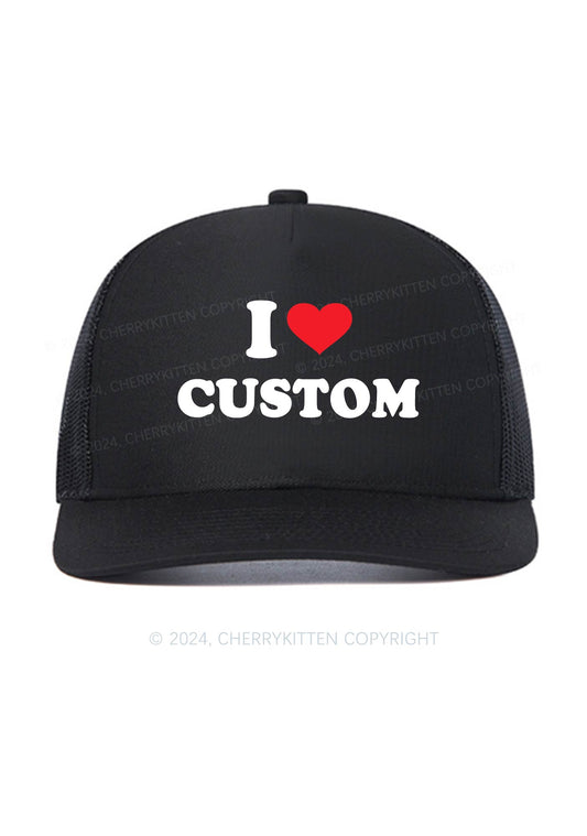 I Love Custom Personalized Y2K Trucker Mesh Hat Cherrykitten