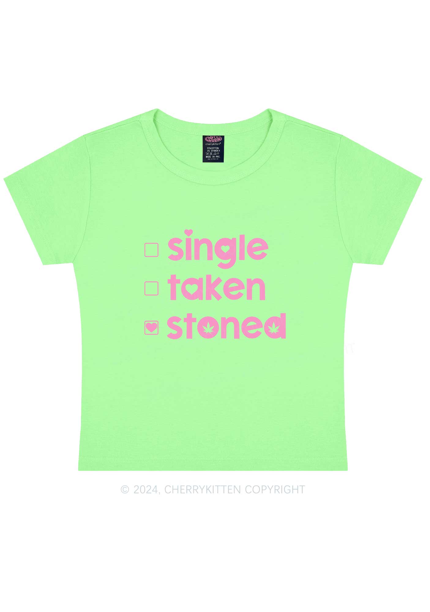 Single Taken Stoned Y2K Valentine's Day Baby Tee Cherrykitten