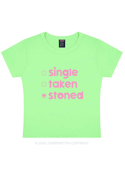 Single Taken Stoned Y2K Valentine's Day Baby Tee Cherrykitten