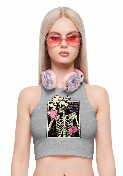 Skeleton Had Feelings Y2K Valentine's Day Crop Tank Top Cherrykitten