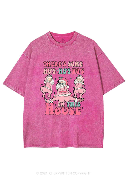 Christmas Pink Santas Y2K Washed Tee Cherrykitten