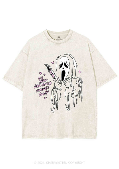 Halloween You Like Scary Movies Too Y2K Washed Tee Cherrykitten