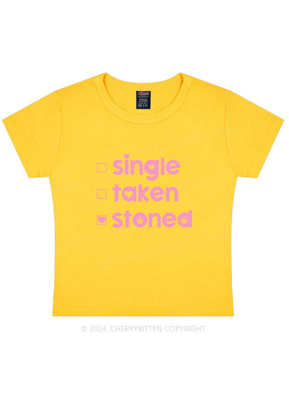 Single Taken Stoned Y2K Valentine's Day Baby Tee Cherrykitten