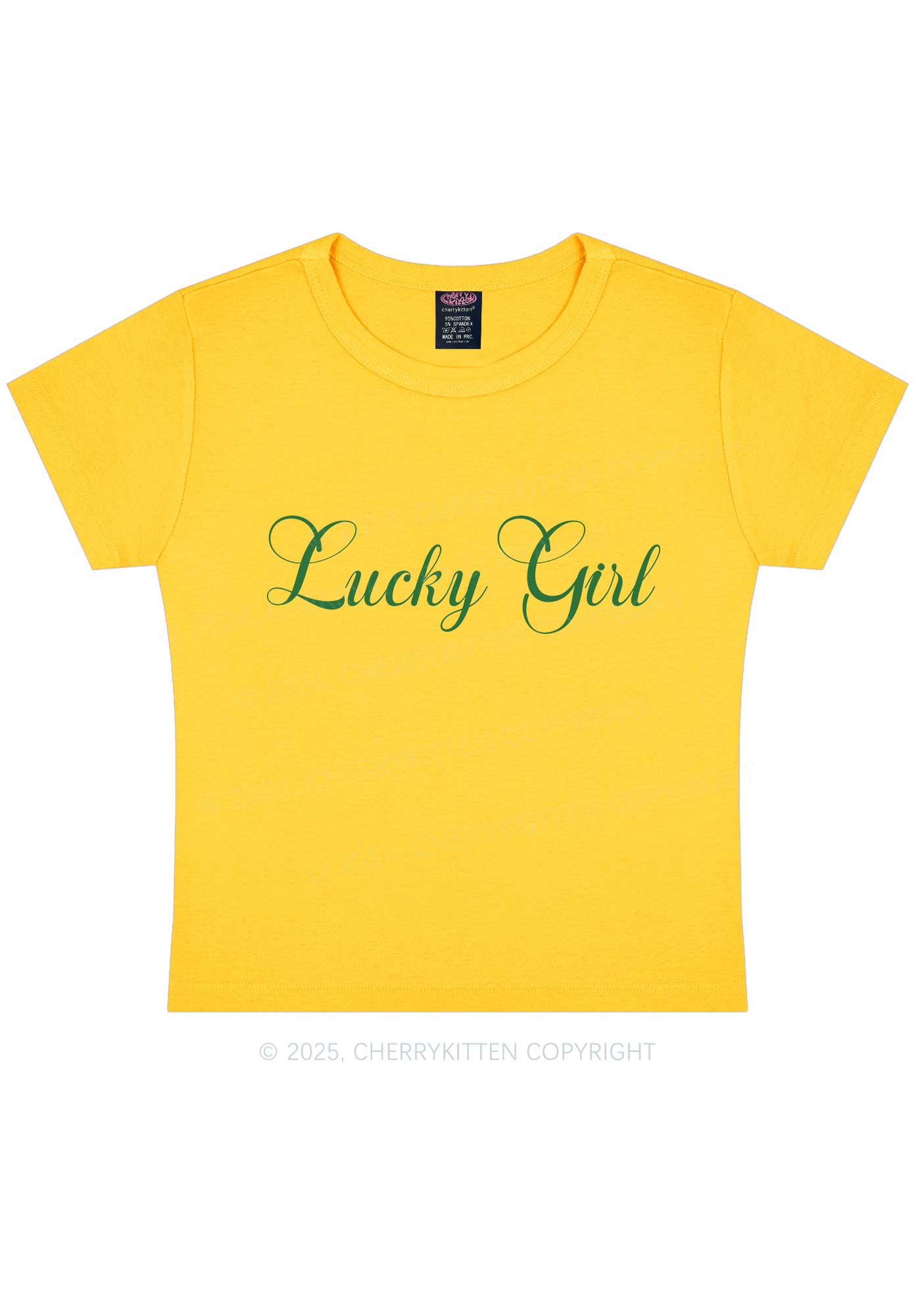 Lucky Girl St Patricks Y2K Baby Tee Cherrykitten