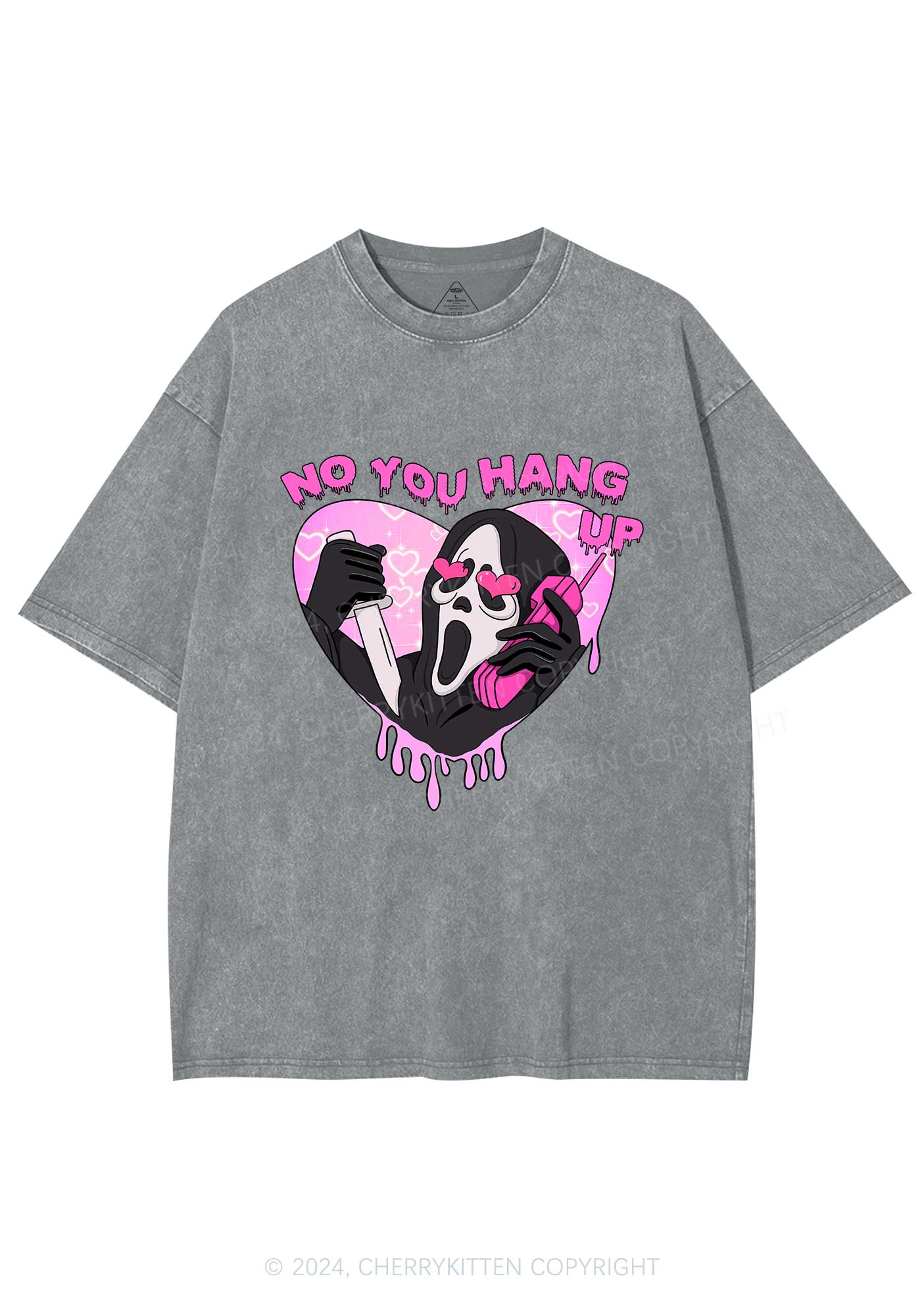 No You Hang Up Y2K Valentine's Day Washed Tee Cherrykitten