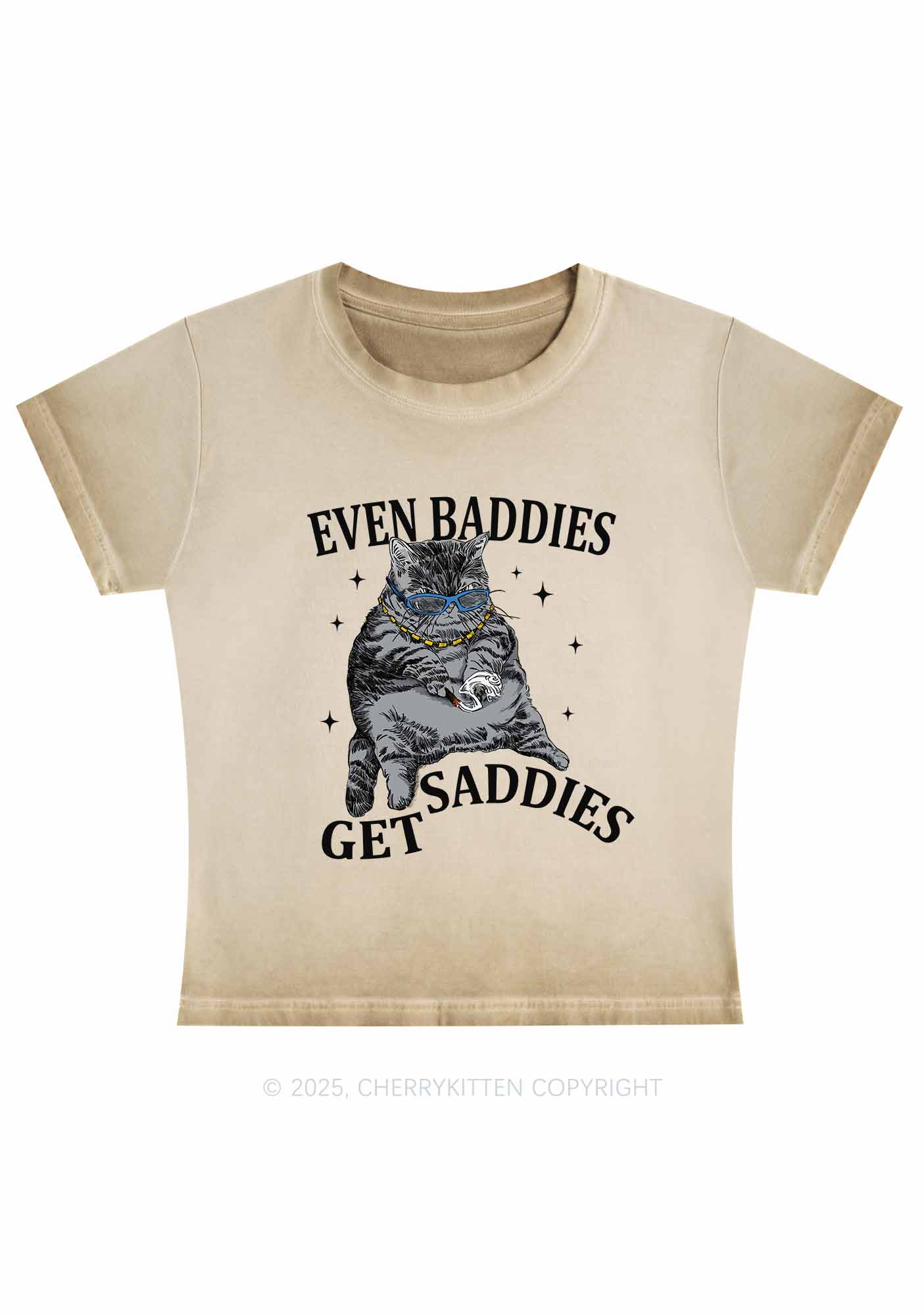 Even Baddies Get Saddies Y2K Vintage Classic Tee Cherrykitten