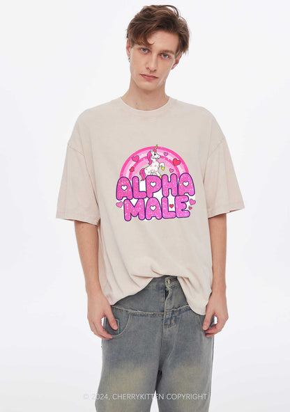 Alpha Male Unicorn Y2K Valentine's Day Washed Tee Cherrykitten