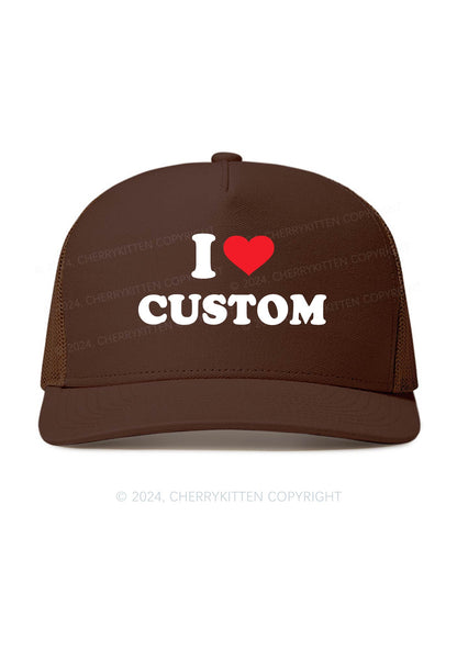 I Love Custom Personalized Y2K Trucker Mesh Hat Cherrykitten