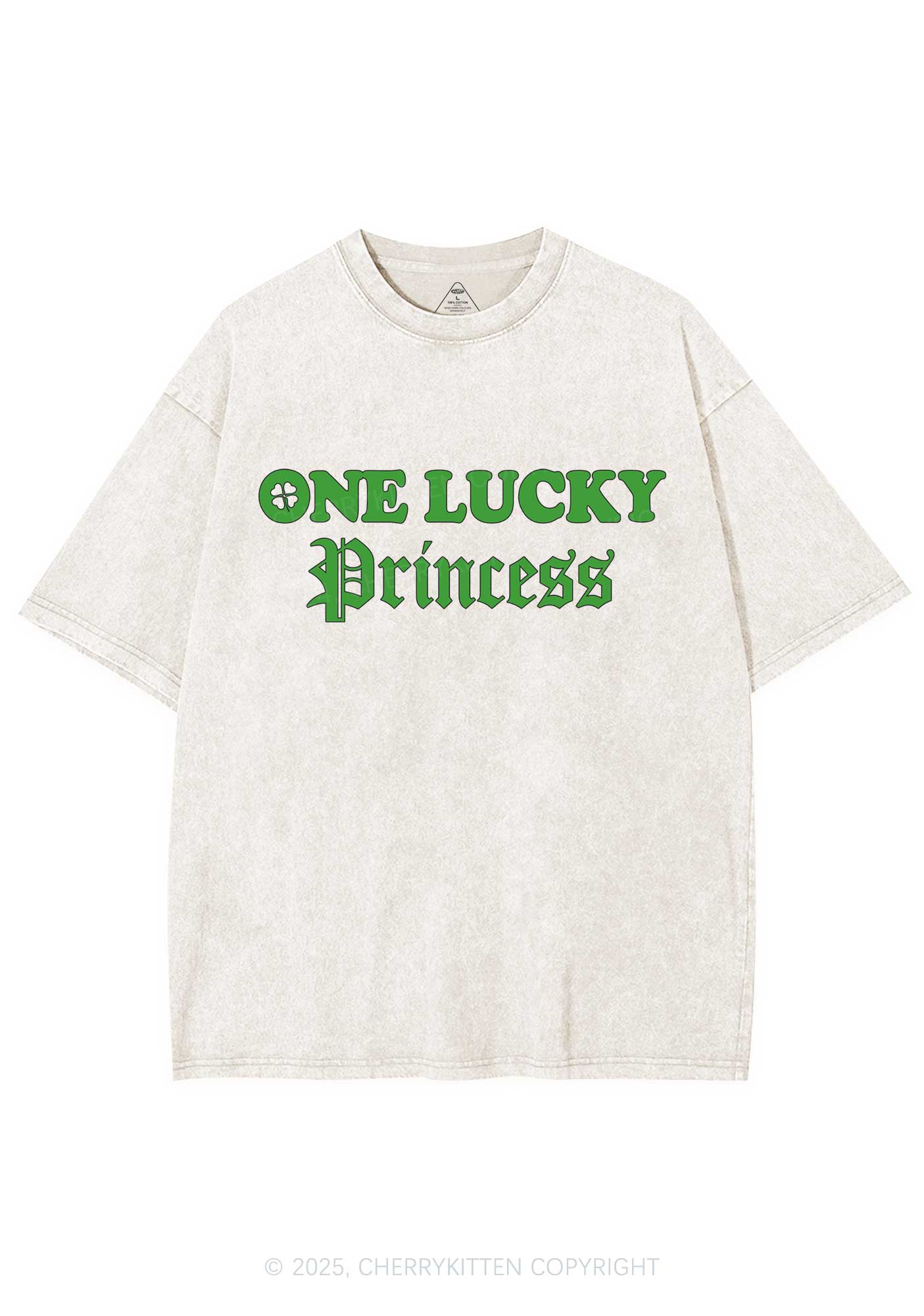 One Lucky Princess St Patricks Y2K Washed Tee Cherrykitten