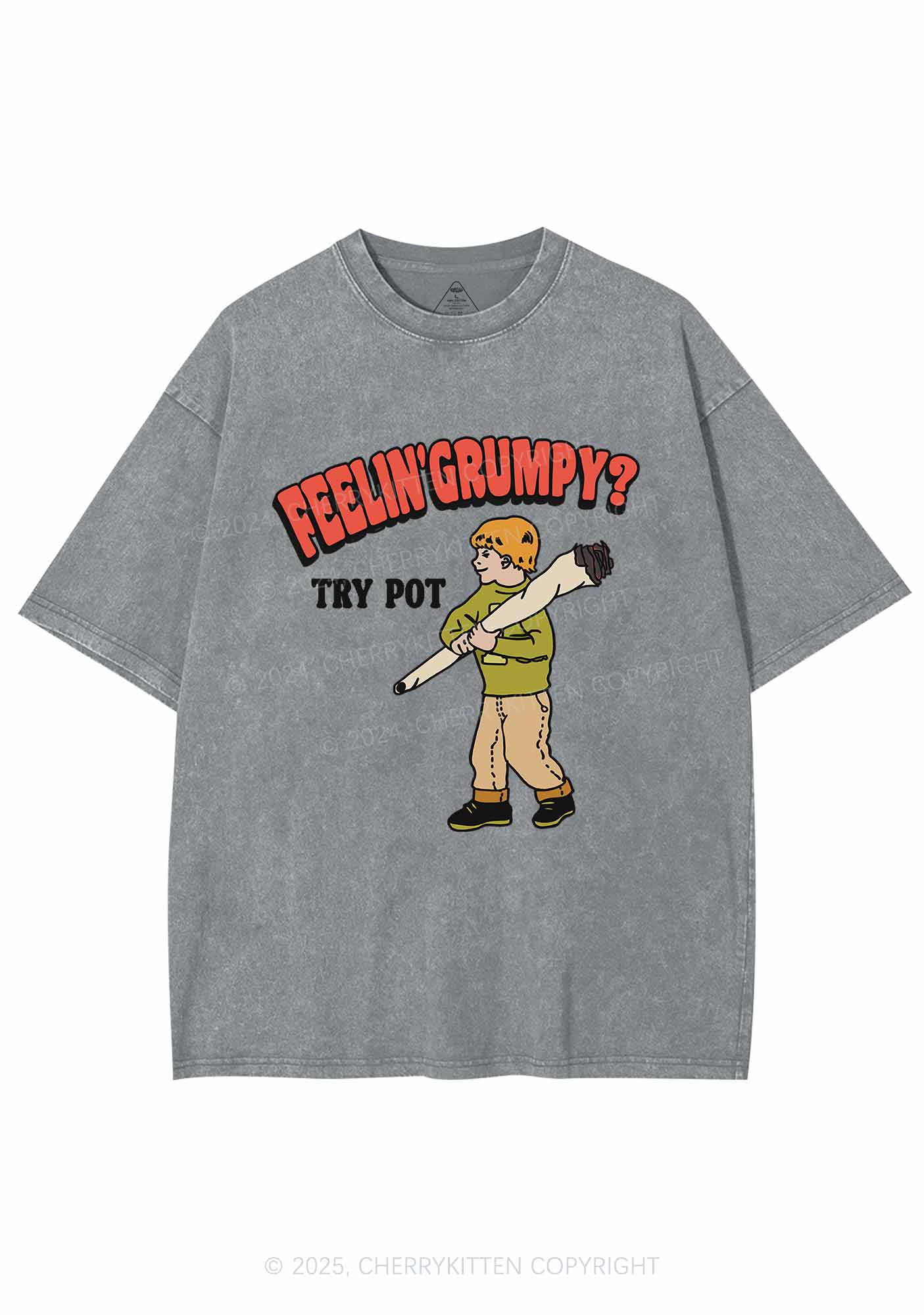 Feelin' Grumpy Y2K Washed Tee Cherrykitten